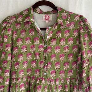 Victoria Dunn Green and Pink Floral Maxi Dress - XS